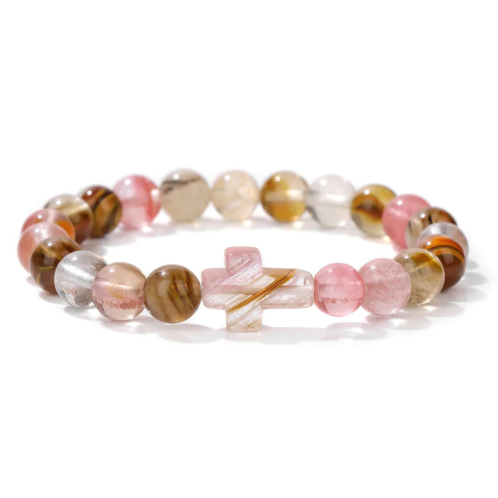 Natural Stone Cross Bracelets