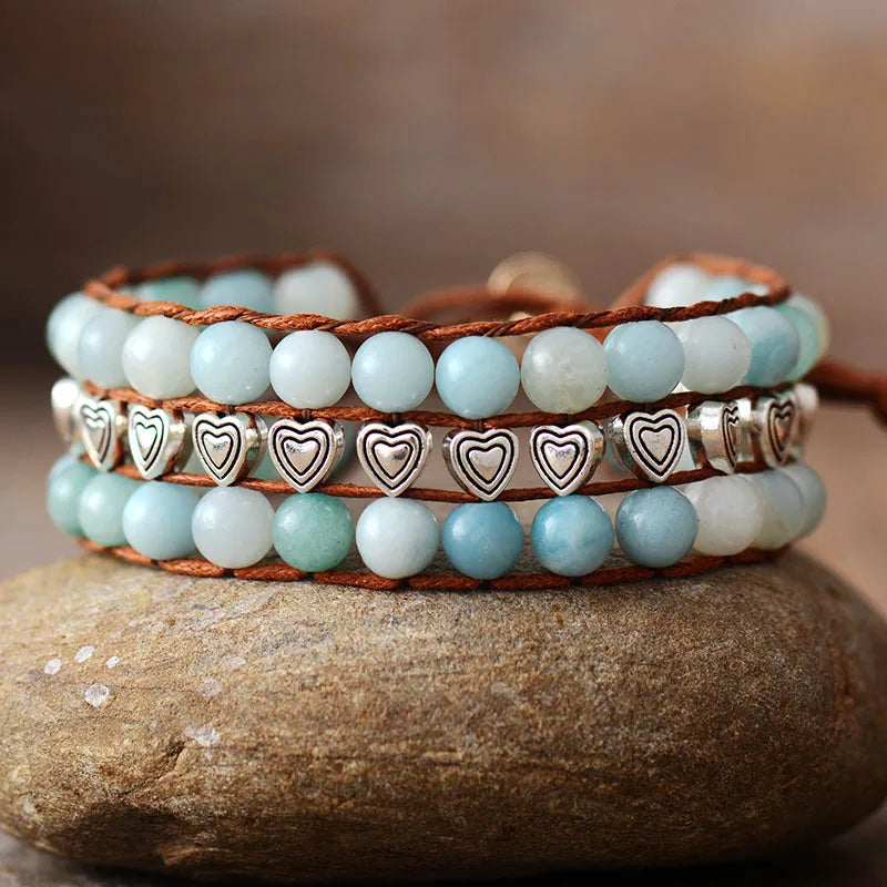 Amazonite Vintage Heart Bracelet