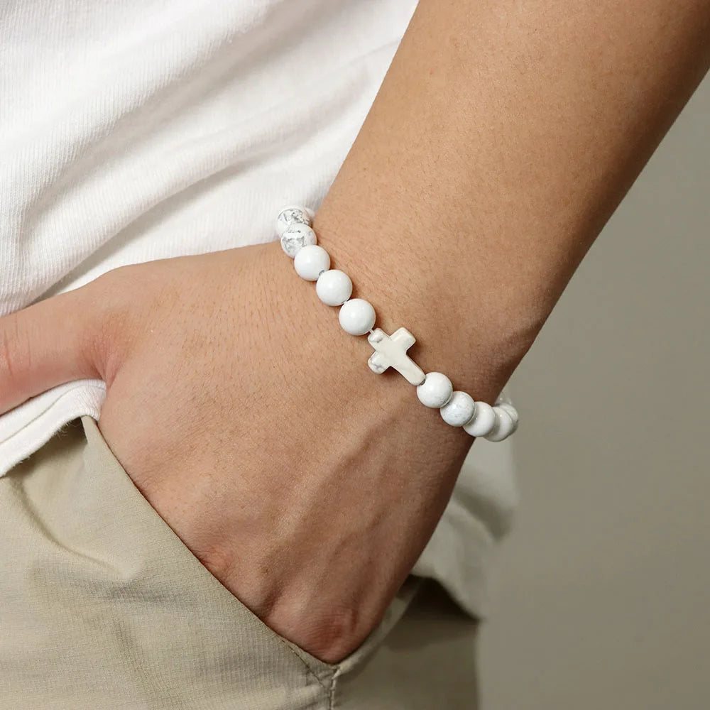 Natural Stone Cross Bracelets
