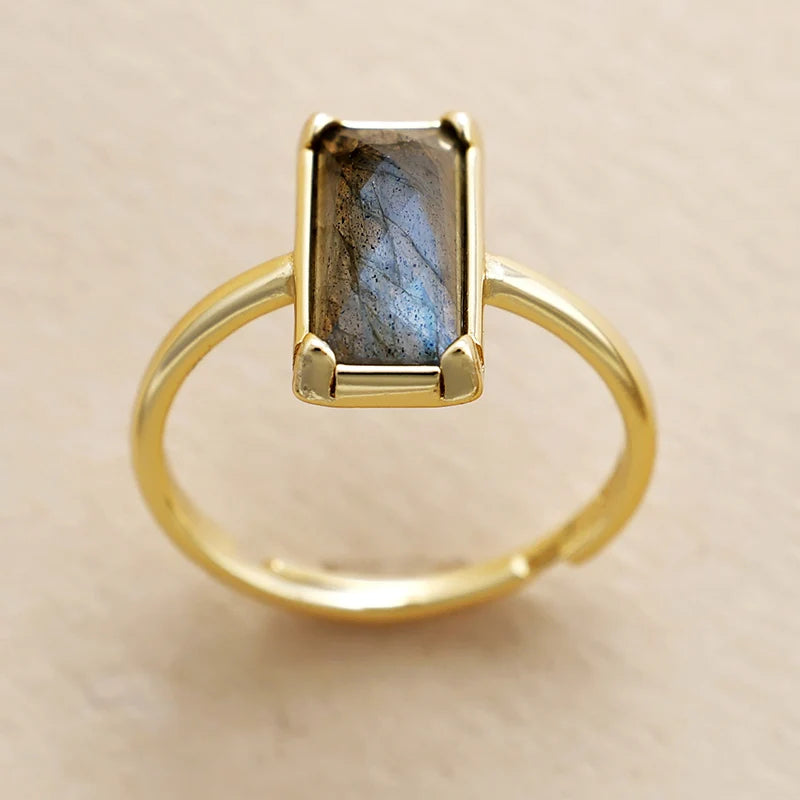 Minimalist Natural Stone Rectangle Ring
