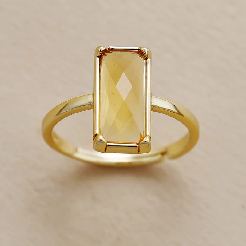 Minimalist Natural Stone Rectangle Ring