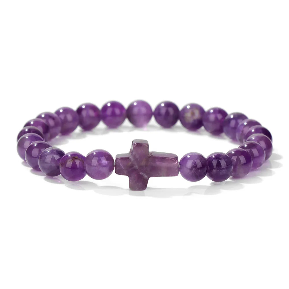 Natural Stone Cross Bracelets