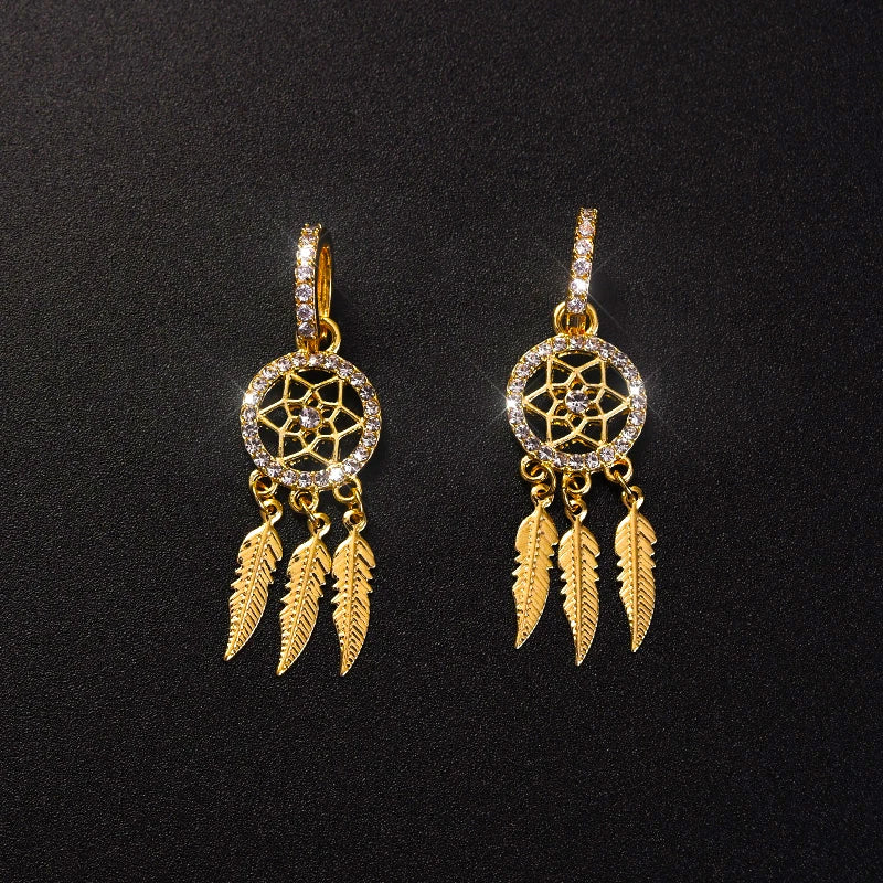 Gold Dream Catcher Earrings