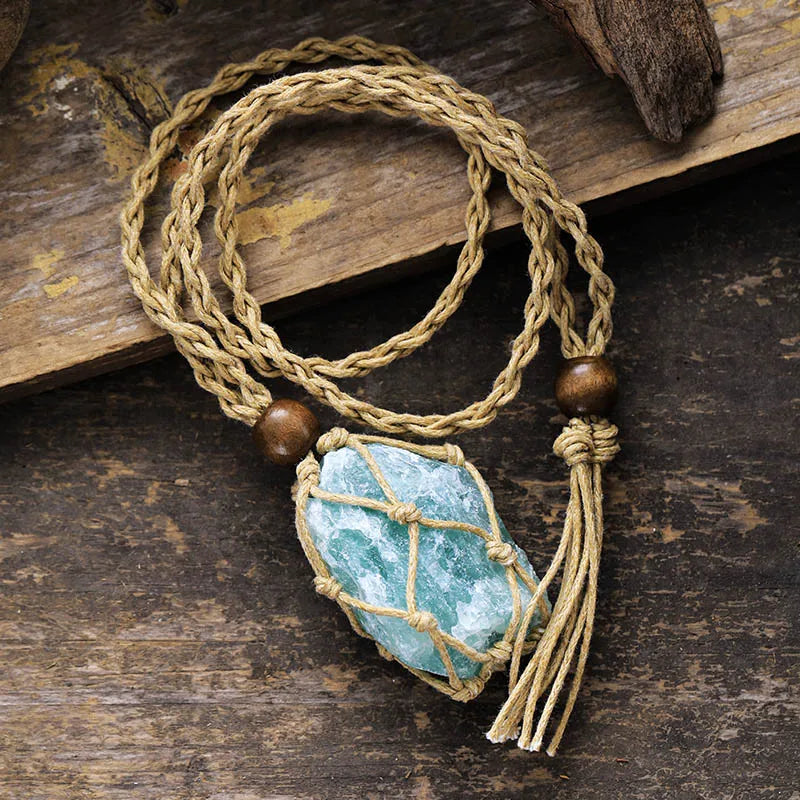 Boho Raw Stone Pendant Necklace