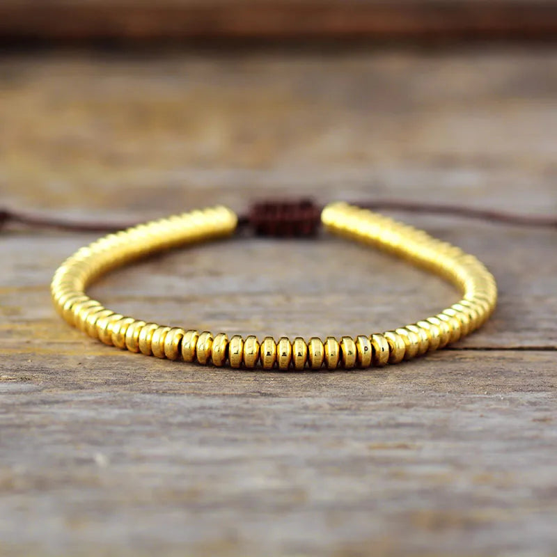Unisex Lace-Up Metal Bracelet (Hematite, Gold, Rose-Gold)