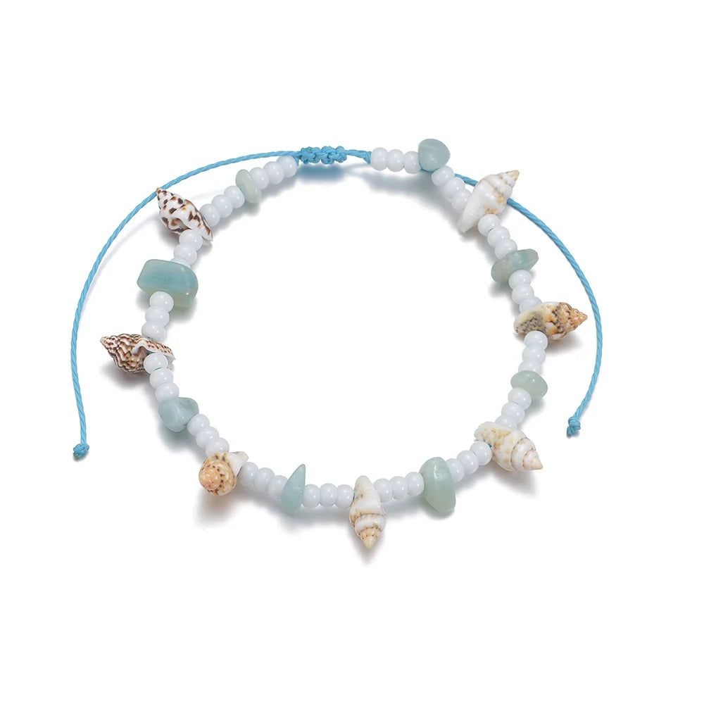 Seafoam Shell Charm Anklet