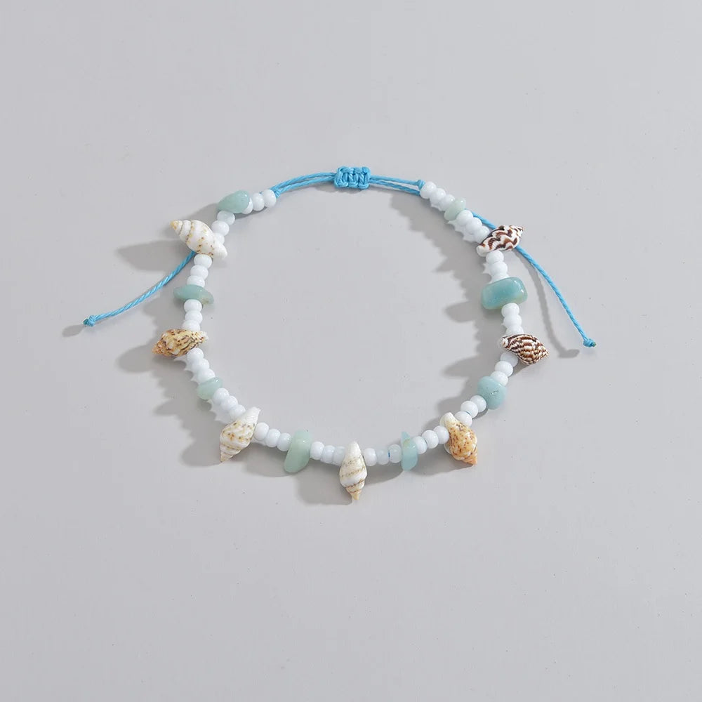 Seafoam Shell Charm Anklet