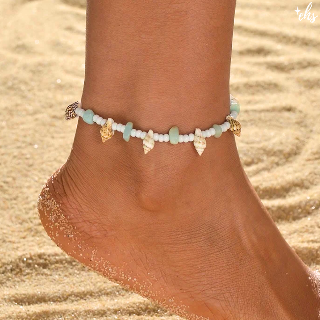 Seafoam Shell Charm Anklet