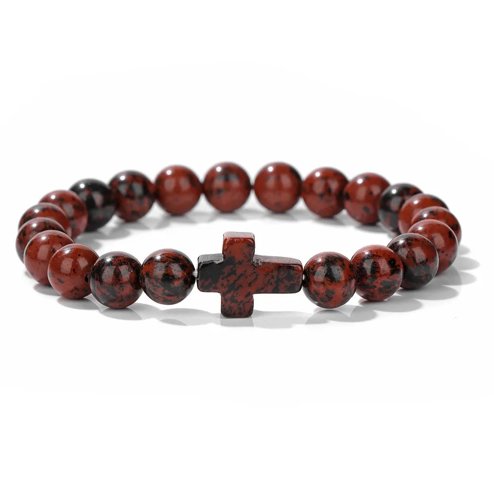 Natural Stone Cross Bracelets