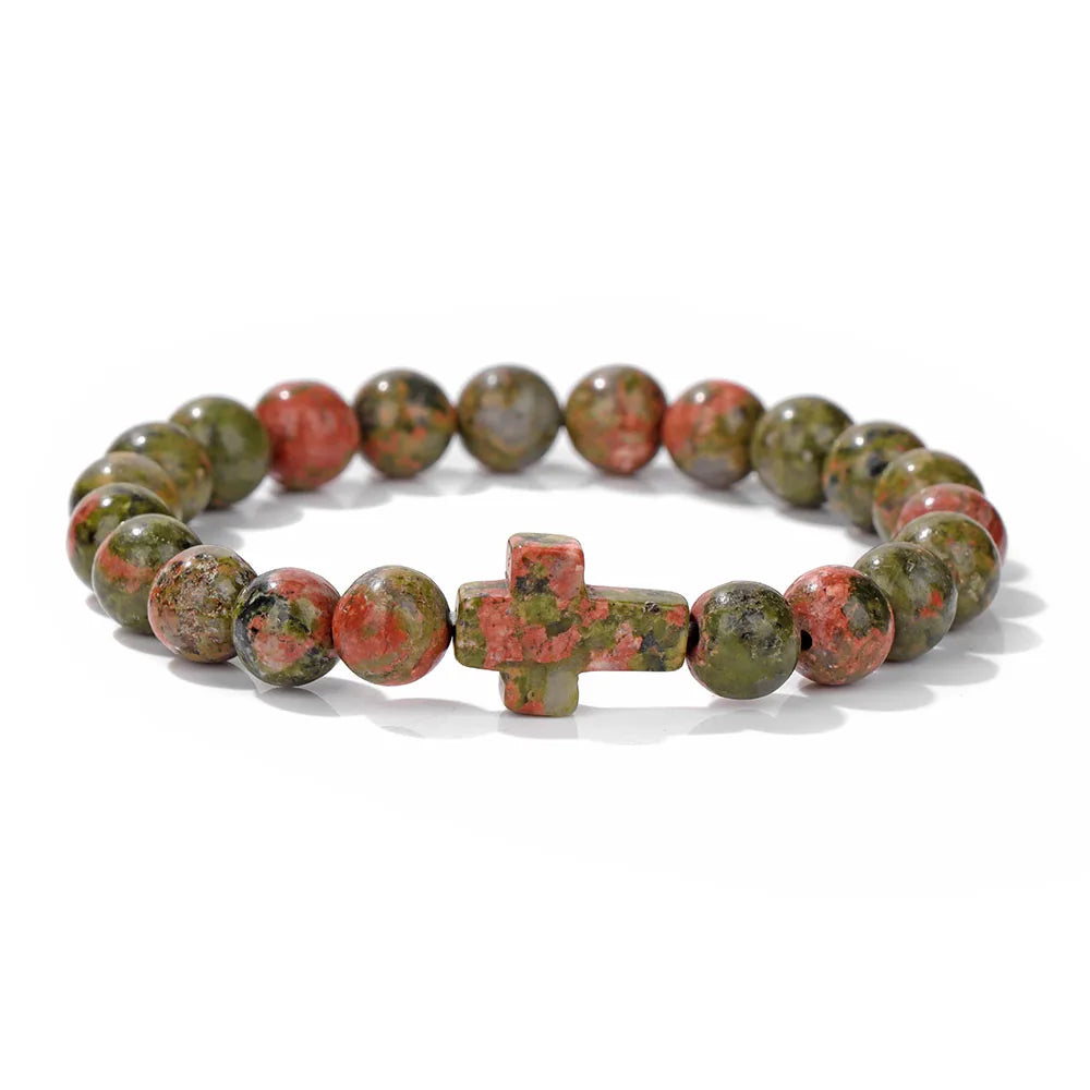 Natural Stone Cross Bracelets