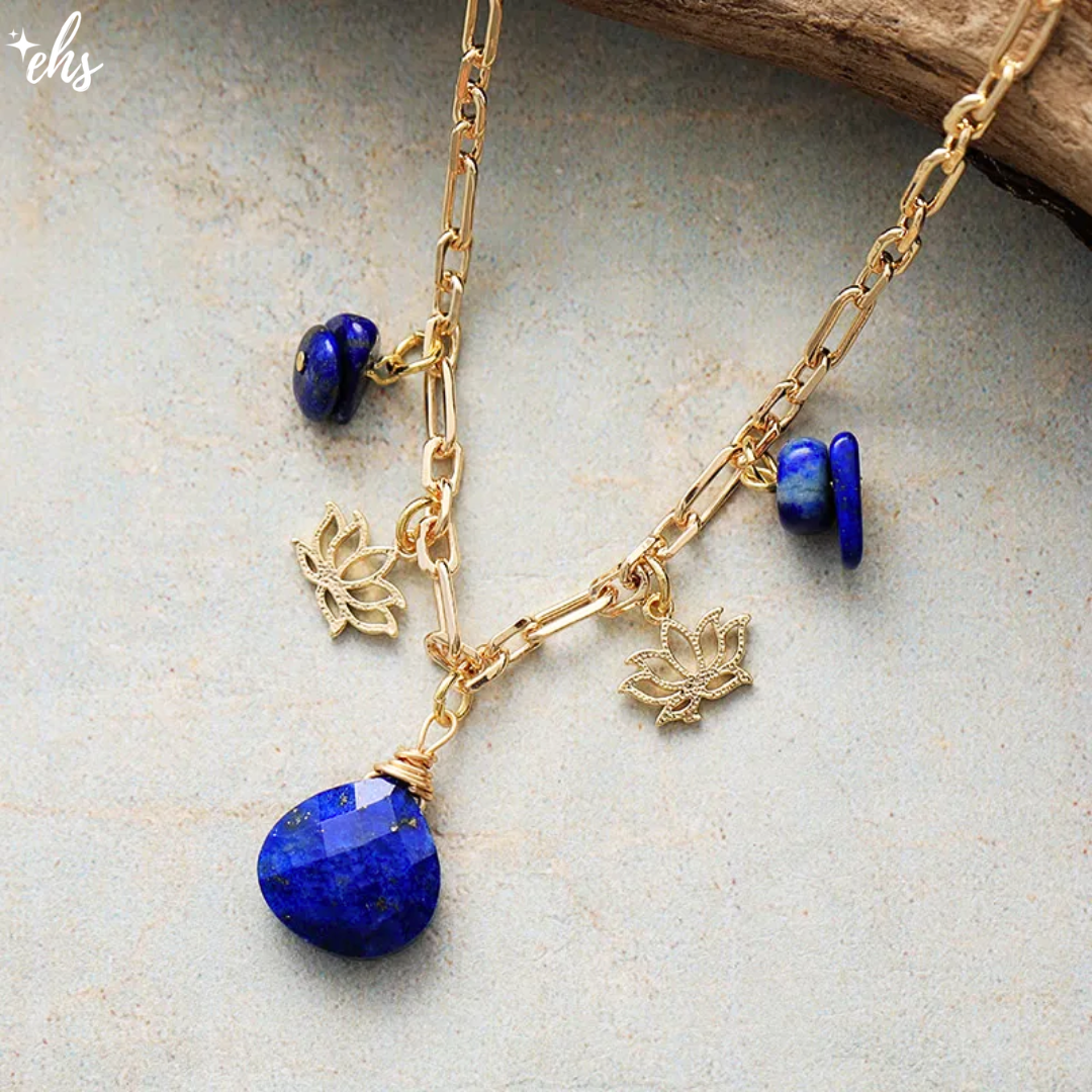 Spaced Lapis Lazuli Charm Necklace