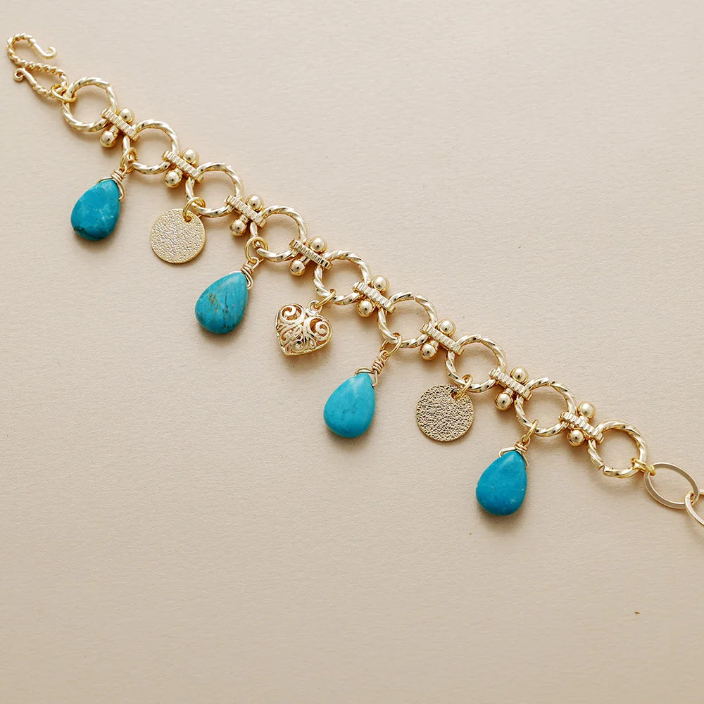 Turquoise Chunky Charm Bracelet