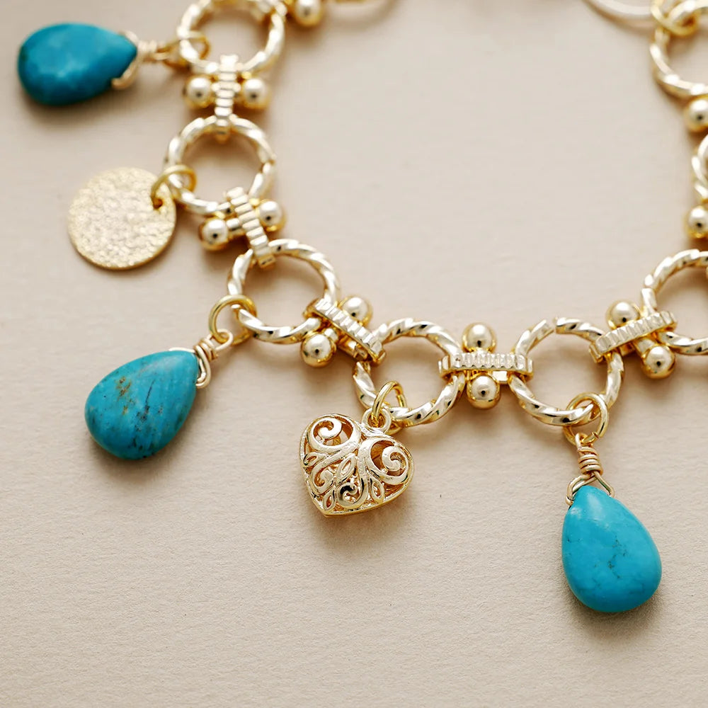 Turquoise Chunky Charm Bracelet