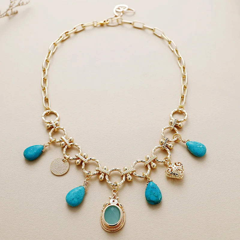 Turquoise Chunky Charm Necklace