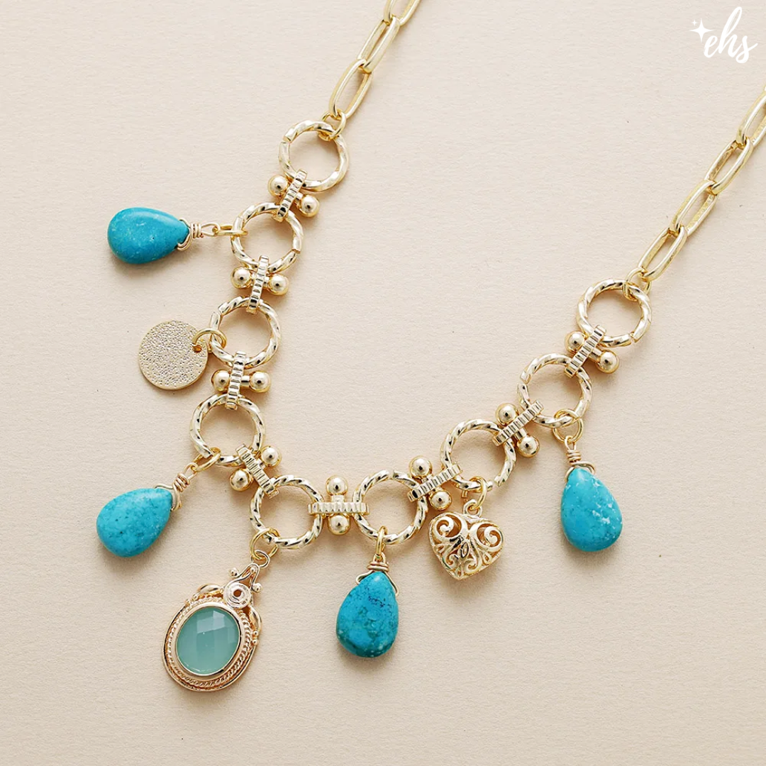 Turquoise Chunky Charm Necklace