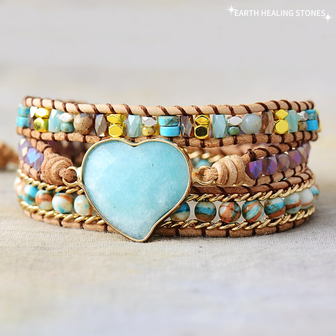 Healing Amazonite Protection Wrap outlets Bracelet-Natural Stone Balance Bracelet