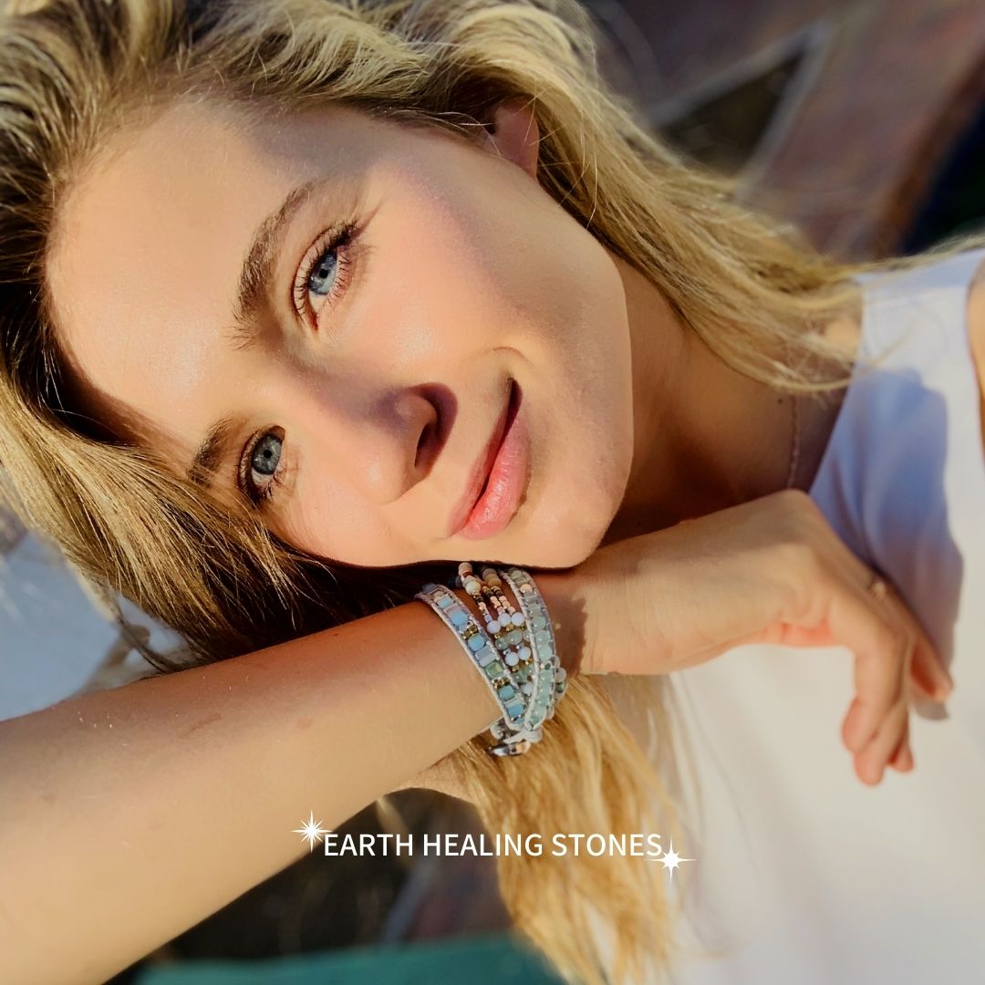 Amazonite &amp; Hematite Triple Wrap Bracelet