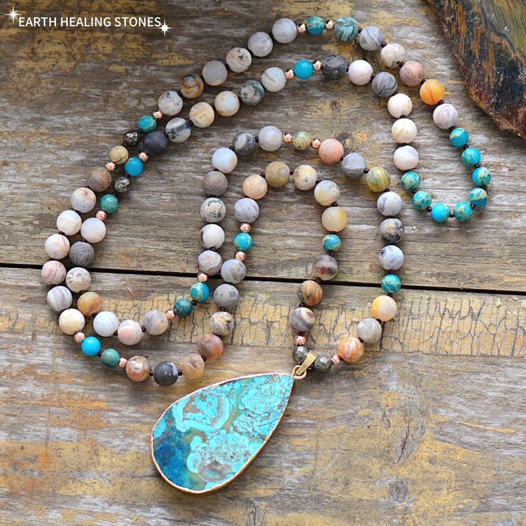 Boho Ocean Jasper Mala Necklace