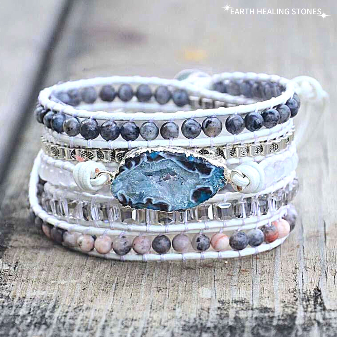 Magical White Labradorite &amp; Druzy Bracelet
