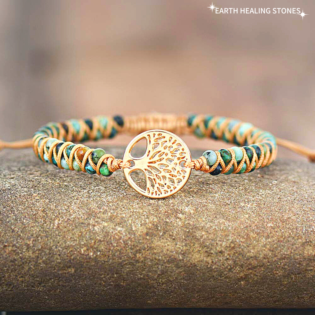 Woven Jasper Tree of Life Bracelet
