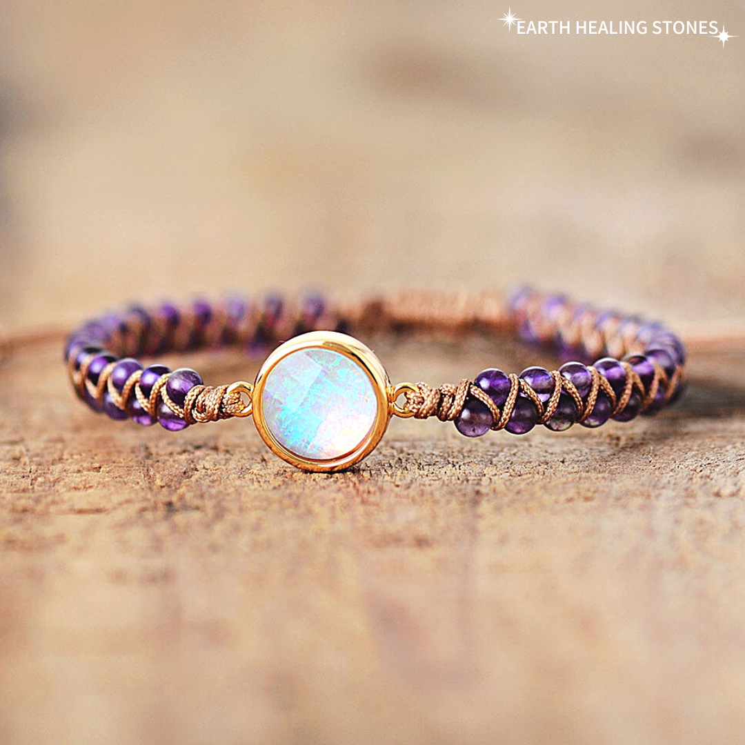 Amethyst & Opal Spiritual Bracelet - Earth Healing Stones Amethyst & Opal Spiritual Bracelet - Earth Healing Stones