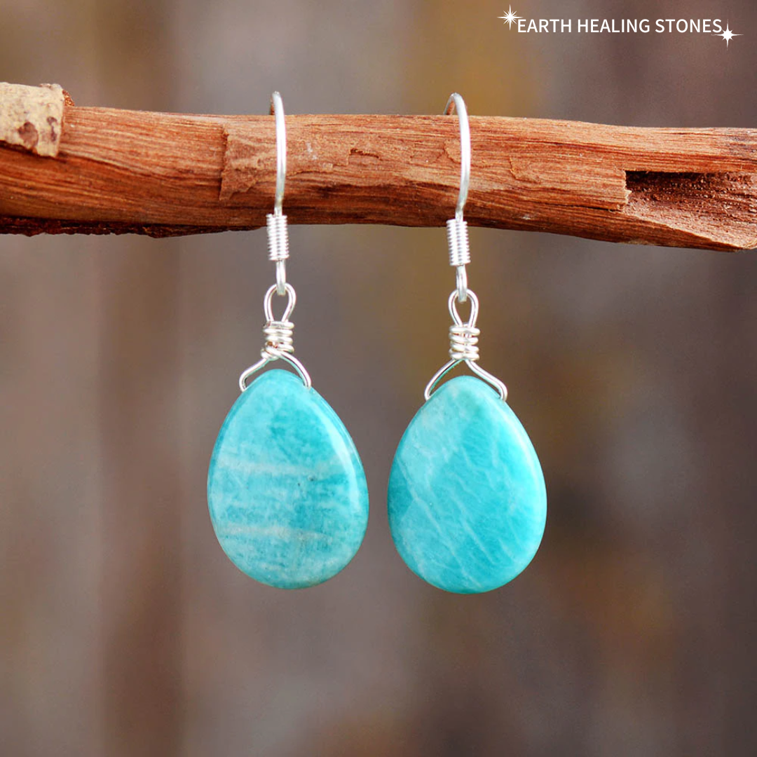 Natural Amazonite Teardrop Earrings