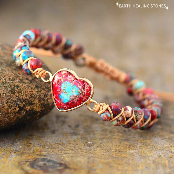 Spiritual Heart Chakra Wrap Bracelet - Earth Healing Stones