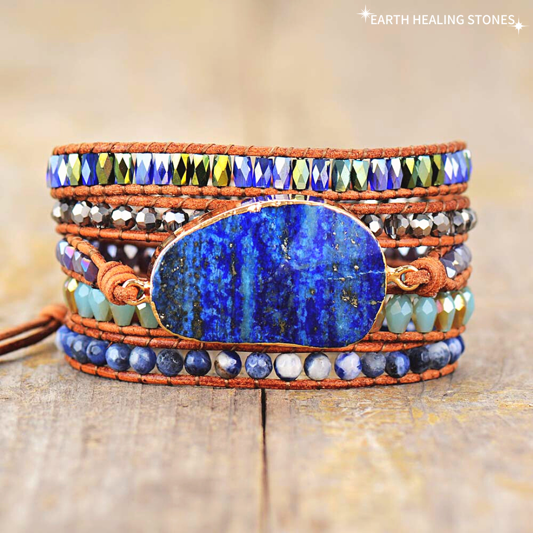 Ocean Blue Lapis Lazuli Wrap Bracelet