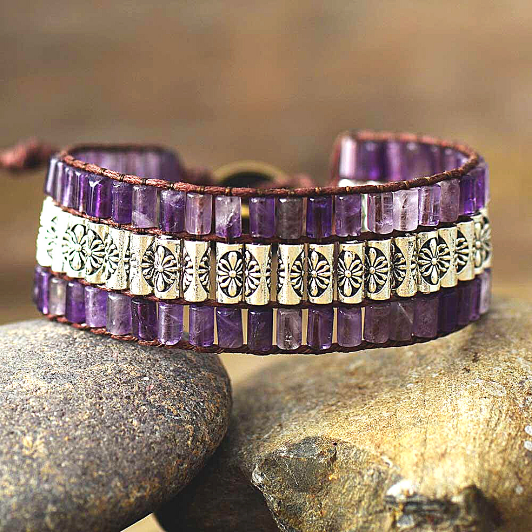 Boho Purple Amethyst Cuff