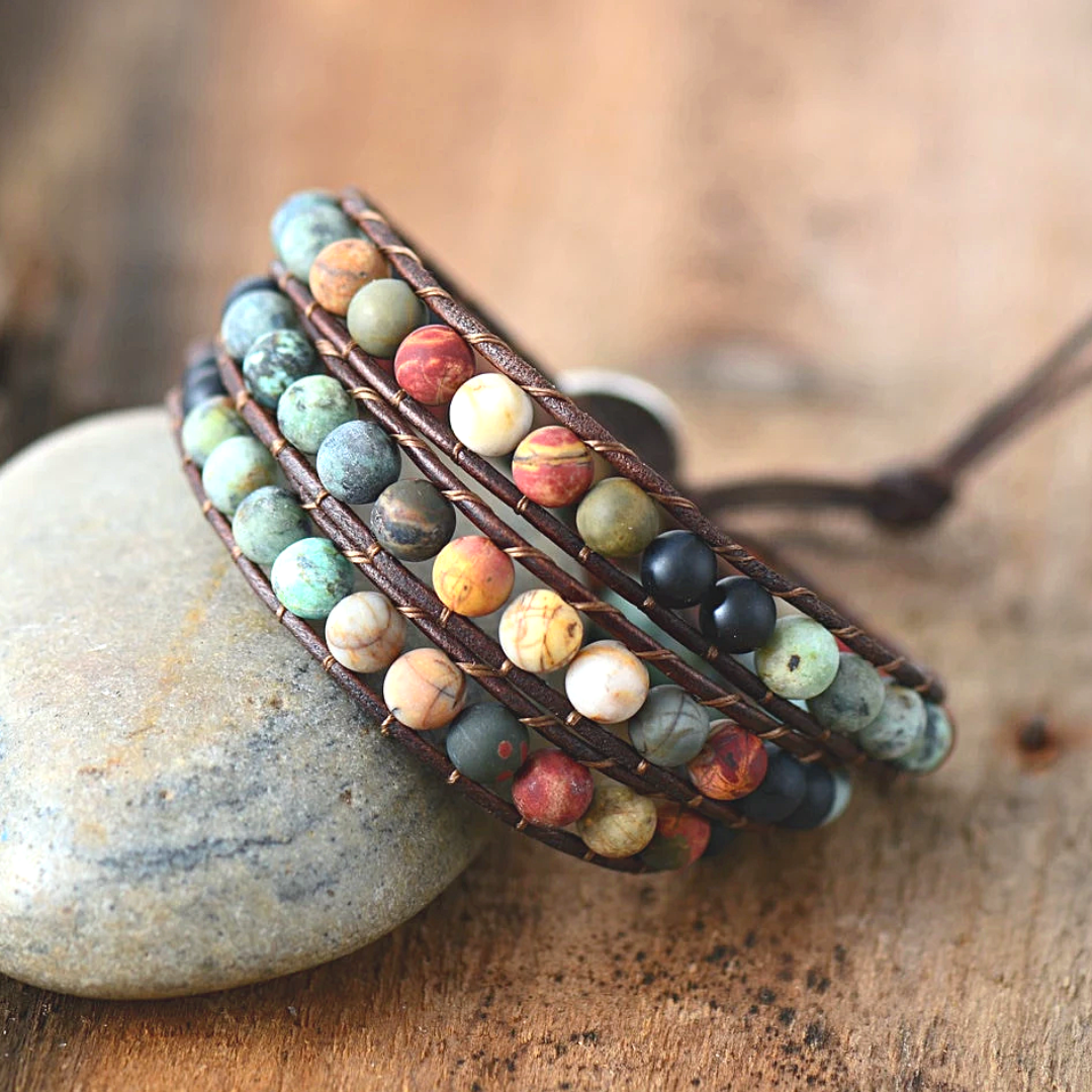 Leather and stone bracelets deals