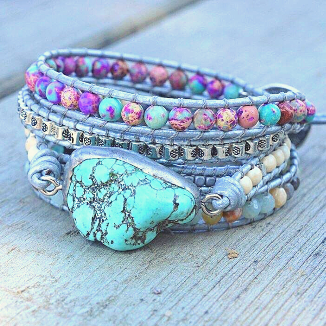 The Turquoise Protection Wrap Bracelet Earth Healing Stones