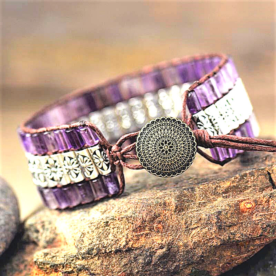 Boho Purple Amethyst Cuff