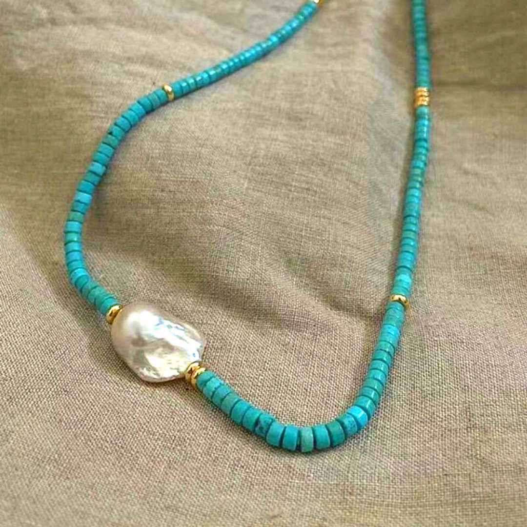 Turquoise Baroque Pearl Necklace