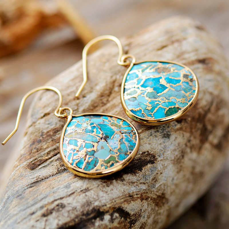 Gold-Dipped Turquoise Protection Earrings