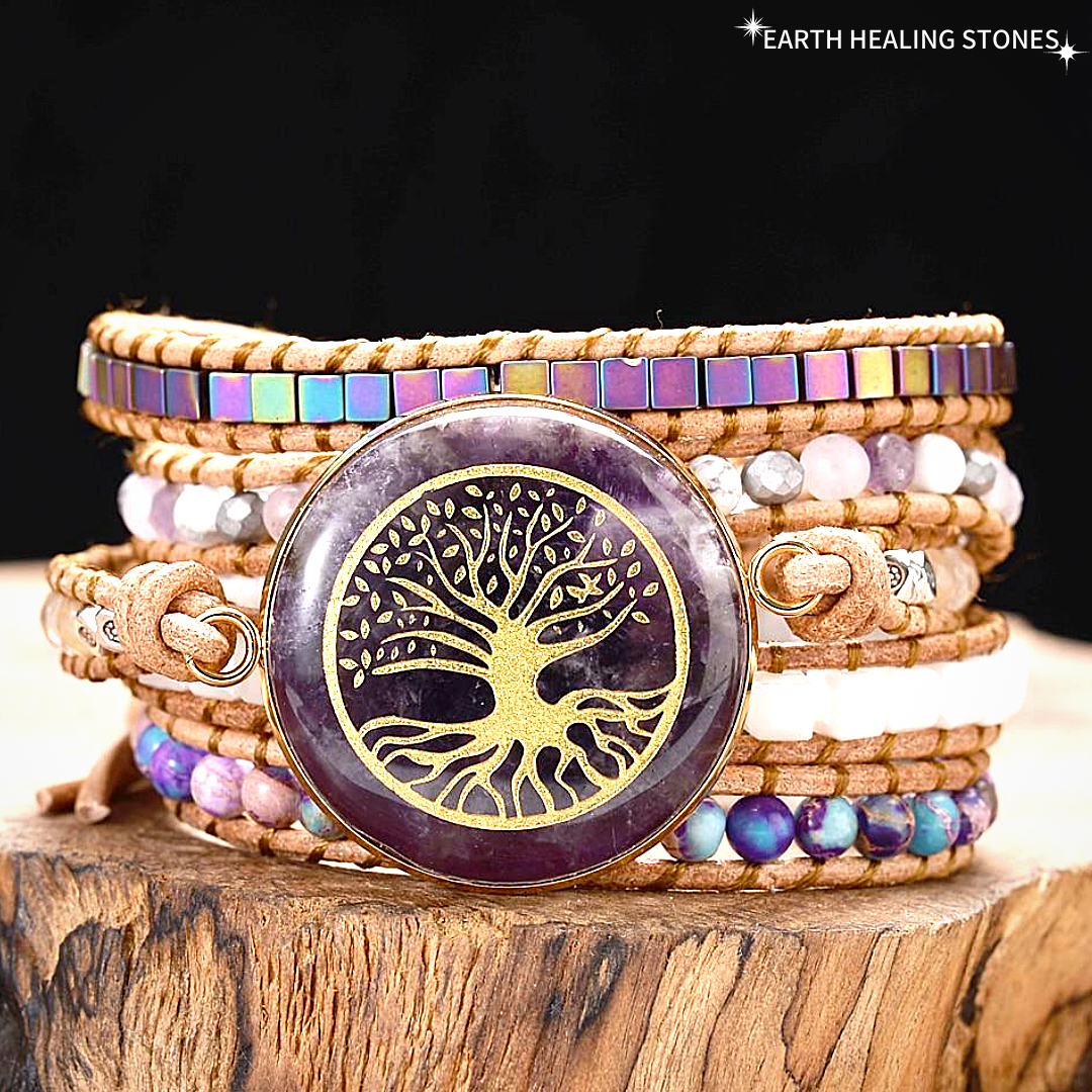 Healing Amethyst Tree of Life Bracelet