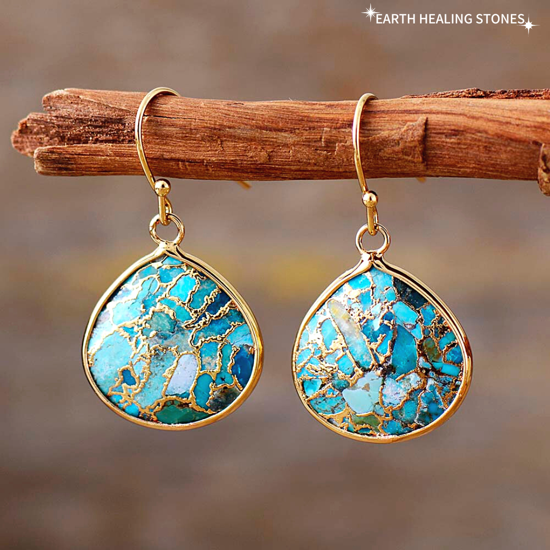 Gold-Dipped Turquoise Protection Earrings