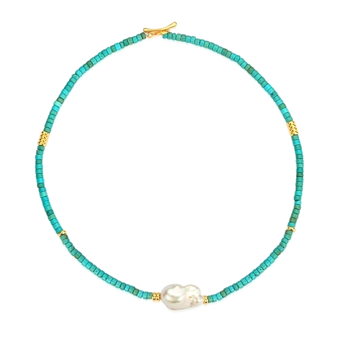 Turquoise Baroque Pearl Necklace