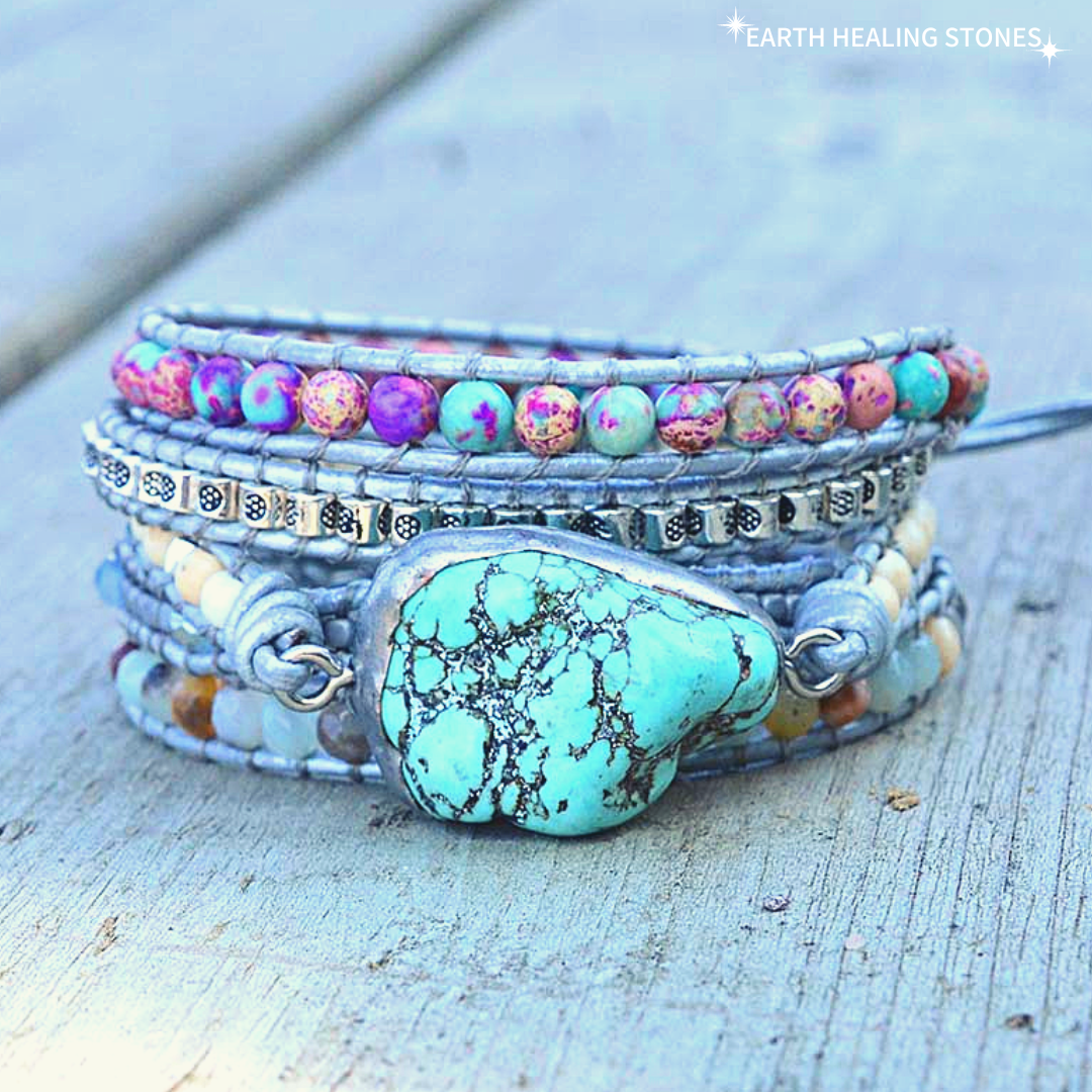 The Turquoise Protection Wrap Bracelet Earth Healing Stones