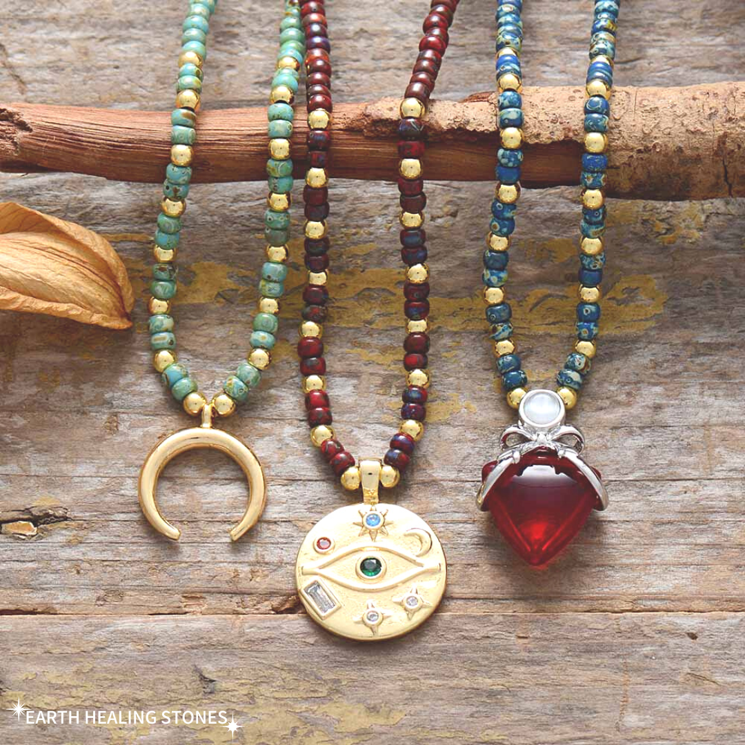 Seed Bead Pendant Choker Necklace