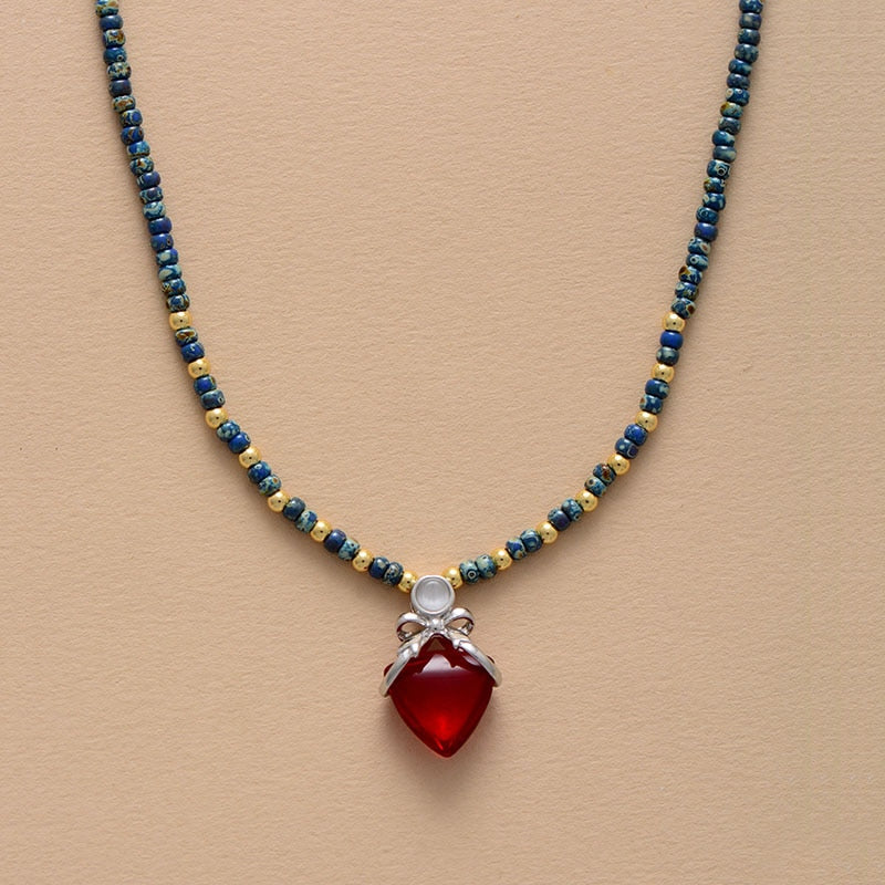 Seed Bead Pendant Choker Necklace