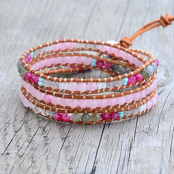 Rose quartz online wrap bracelet