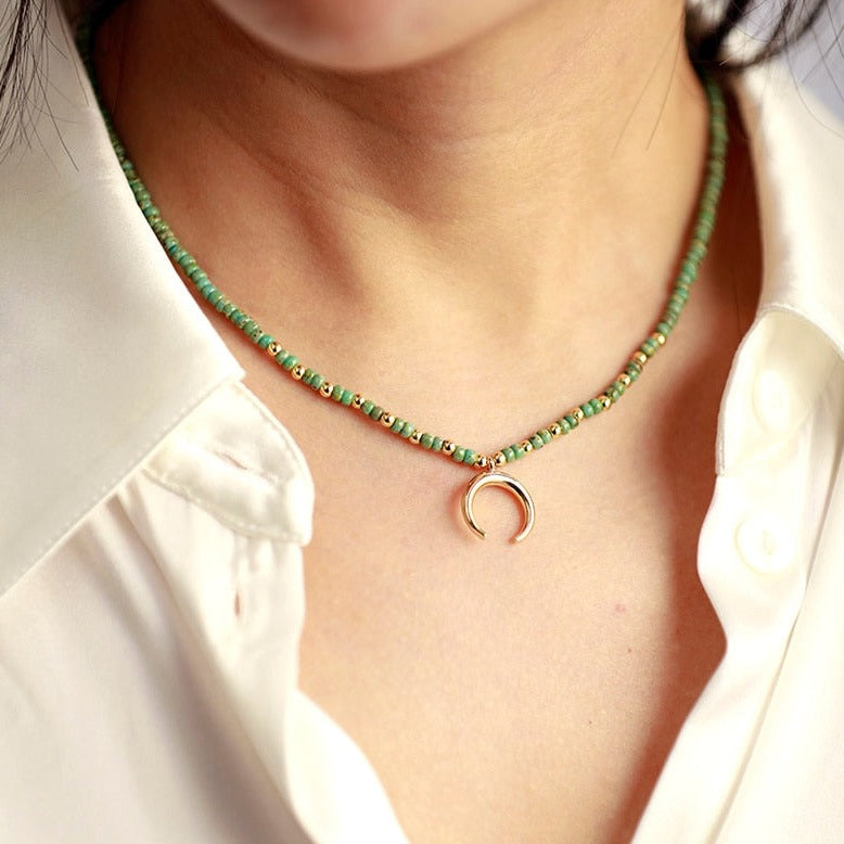 Seed Bead Pendant Choker Necklace