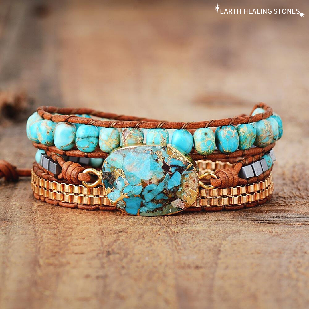 Turquoise & Jasper Healing Wrap Bracelet