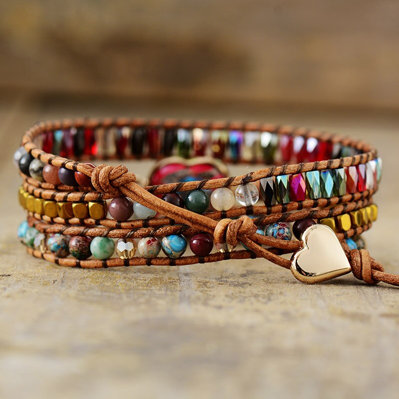 Jasper Passionate Heart Wrap Bracelet