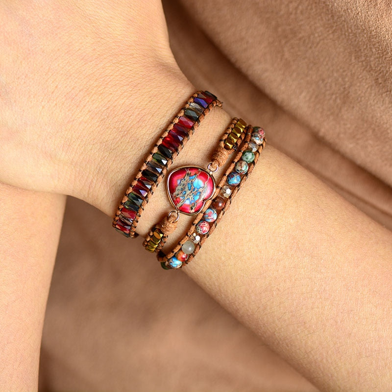 Jasper Passionate Heart Wrap Bracelet