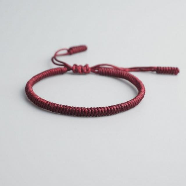Maroon Tibetan Good Luck Rope Bracelet