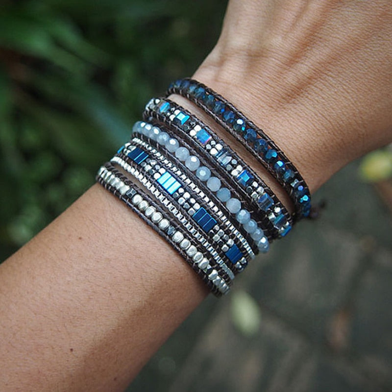 Grounding Blue Hematite Wrap Bracelet