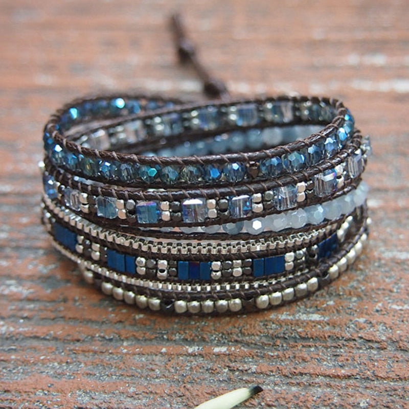 Grounding Blue Hematite Wrap Bracelet