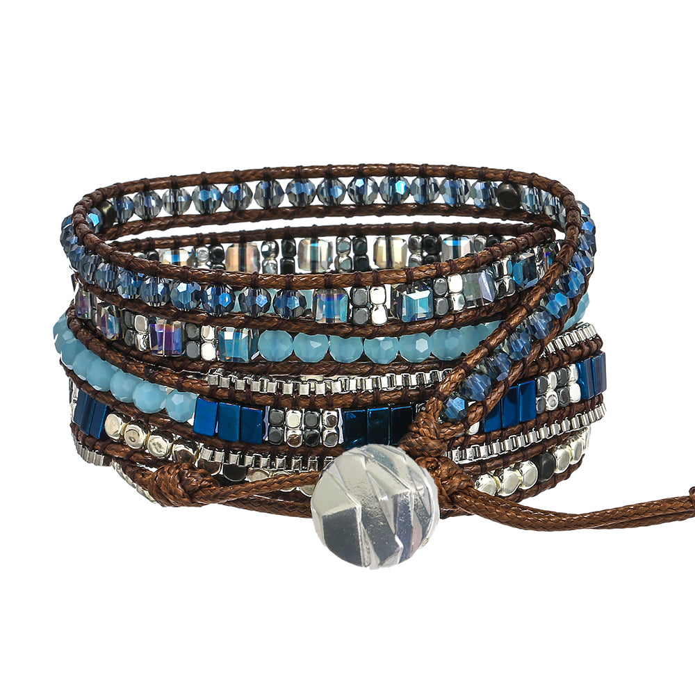 Grounding Blue Hematite Wrap Bracelet