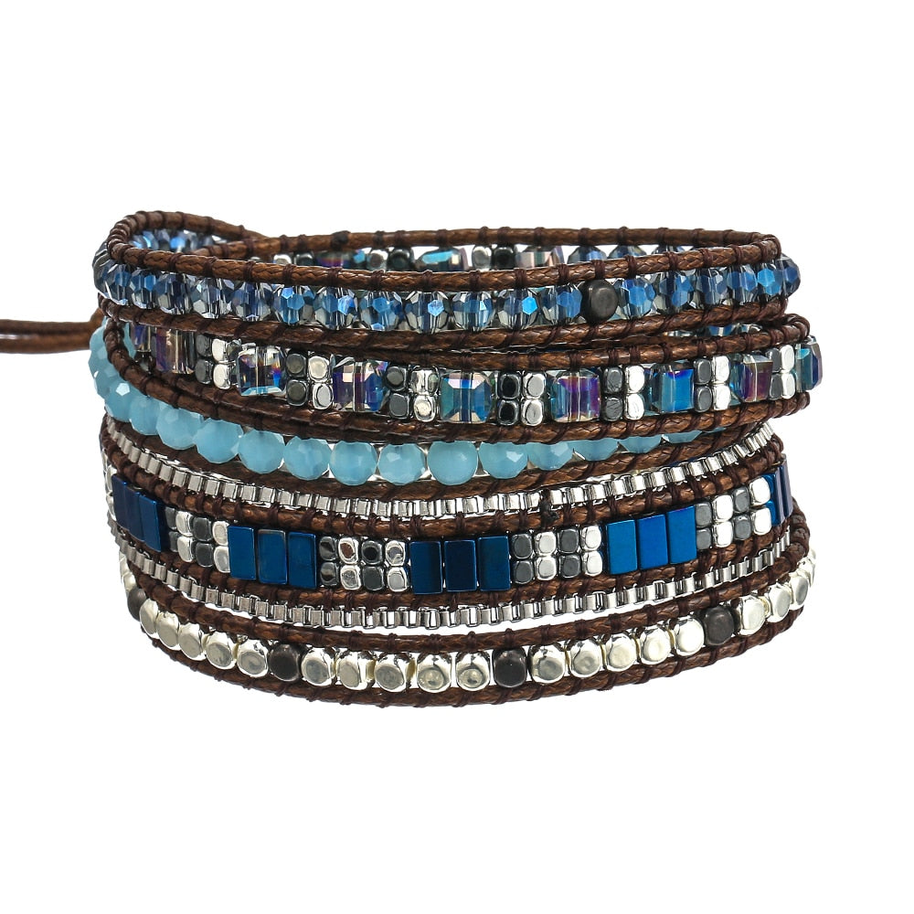 Grounding Blue Hematite Wrap Bracelet